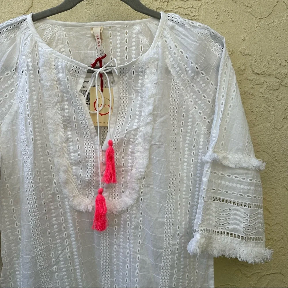 NWT Raga Arshi Embroidered Mini Beach Dress in white S - Picture 6 of 10